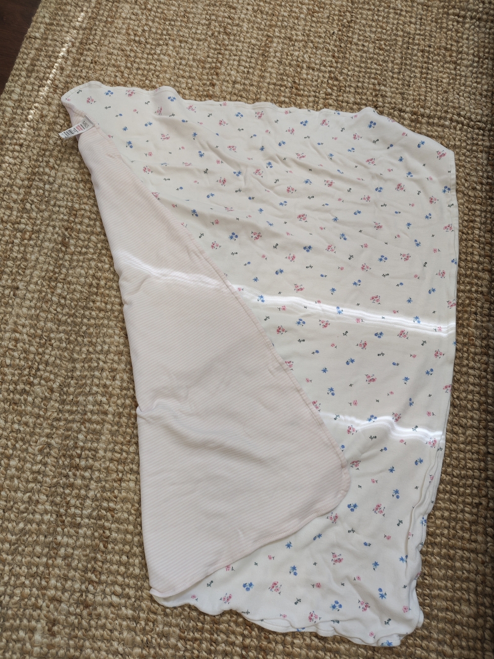 M&S Floral & Pink Reversible Baby Blanket